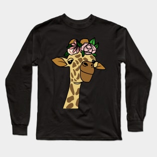 Cute Floral Giraffe Long Sleeve T-Shirt